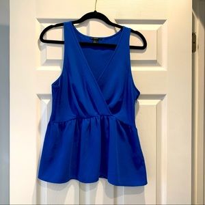 Forever 21 Blue Peplum Sleeveless Blouse- Medium